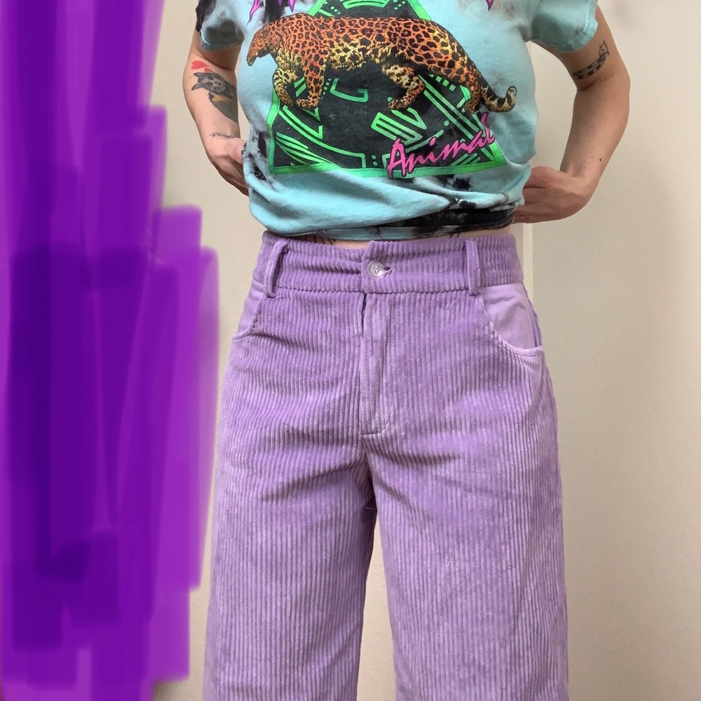Lavender purple sherbet grape corduroy velveteen straight carpenter pant NWOT